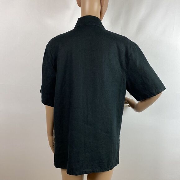 JPR Outfit 100% linen black eyelet short sleeve bottom up shirt size S - Picture 4 of 8